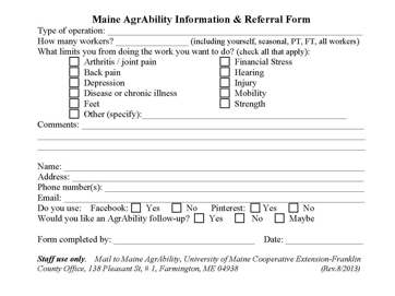 Maine's new Information and Referral form.