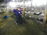 Vermont AgrAbility client feeding goats