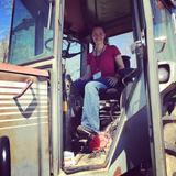 Abbie Spackman in tractor cab