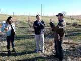 Patricia Hammone, Paul Jones, and Jason Schoch discussing SD AgrAbility's plans on Feather 2 garden site