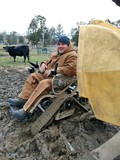 Dameon Berry on his muddy Action Trackchair