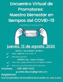 Promotores flyer in Spanish advertising a COVID-19 event
