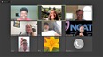 Computer screen shot of NC AgrAbility Peer Networking ZOOM meeting showing 7 faces and a yellow flower