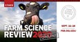 Picture of a Farm Science Review 2020 poster showing a closeup of the face of a cow licking its own nostril