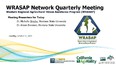 Pic with blue-green-gold wave at bottom & black printing at top - WRASAP Network Quarterly Meeting + info & UCDavis-CA AgrAbility-USDA-NIFA logos at bottom