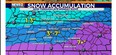 Pic of a weather forcast map showing snow accumulations across the state of TN
