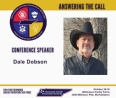 Slide titled ANSWERING THE CALL with pic of conference speaker Dale Dobson