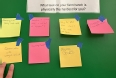 Sticky-notes on a grean background with a sign over them reading WHAT TASK ON YOUR FARM-RANCH IS PHYSICALLY THE HARDEST FOR YOU?