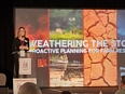 Dr. Rampold presenting a PowerPoint presentation on disaster preparedness